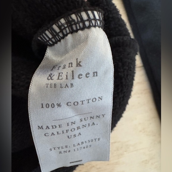 Frank & Eileen Tee Lab Hoodie Raw Edge Distressed Black S - Picture 8 of 8